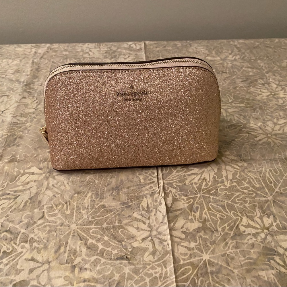 Kate spade rose gold small makeup bag NWT